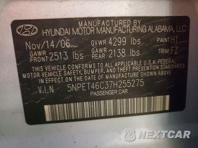 Zdjęcie 13 z 13 samochodu: 2007 HYUNDAI SONATA GLS VIN:5NPET46C37H255275 - miniatura