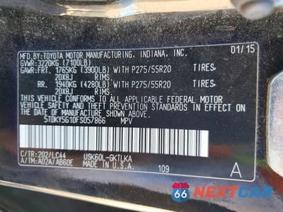 Zdjęcie 14 z 14 samochodu: 2015 TOYOTA SEQUOIA LIMITED VIN:5TDKY5G10FS057866 - miniatura