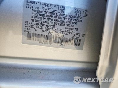 Zdjęcie 13 z 13 samochodu: 2017 NISSAN SENTRA SV VIN:3N1AB7AP1HY372289 - miniatura