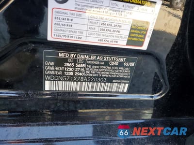 Zdjęcie 12 z 12 samochodu: 2008 MERCEDES-BENZ S 550 VIN:WDDNG71X78A220303 - miniatura