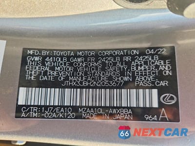 Zdjęcie 12 z 12 samochodu: 2022 LEXUS UX 200 BASE VIN:JTHX3JBH2N2053677 - miniatura