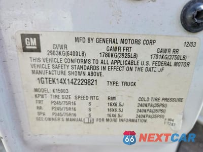 Zdjęcie 12 z 12 samochodu: 2004 GMC NEW SIERRA K1500 VIN:1GTEK14X14Z229821 - miniatura