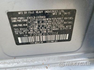 Zdjęcie 12 z 12 samochodu: 2015 SUBARU XV CROSSTREK 2.0 LIMITED VIN:JF2GPAMC4F8271014 - miniatura