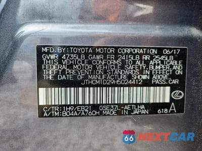 Zdjęcie 12 z 12 samochodu: 2017 LEXUS IS 300 VIN:JTHCM1D29H5024412 - miniatura