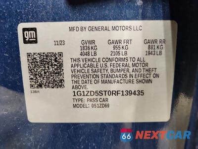 Zdjęcie 12 z 12 samochodu: 2024 CHEVROLET MALIBU LT VIN:1G1ZD5ST0RF139435 - miniatura
