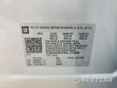 Zdjęcie 13 z 13 samochodu: 2019 CHEVROLET EQUINOX LT VIN:3GNAXKEV5KL175406 - miniatura