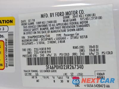 Zdjęcie 12 z 12 samochodu: 2018 FORD FUSION SE VIN:3FA6P0HD2JR267340 - miniatura