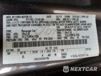 Zdjęcie 12 z 12 samochodu: 2013 FORD FOCUS SE VIN:1FADP3F22DL168191 - miniatura