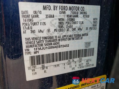 Zdjęcie 13 z 13 samochodu: 2010 FORD EXPEDITION XLT VIN:1FMJU1G59AEB72432 - miniatura