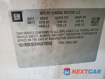 Zdjęcie 12 z 12 samochodu: 2017 CHEVROLET VOLT PREMIER VIN:1G1RD6S5XHU215552 - miniatura