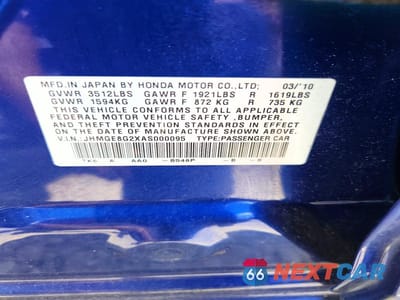 Zdjęcie 12 z 12 samochodu: 2010 HONDA FIT VIN:JHMGE8G2XAS000095 - miniatura