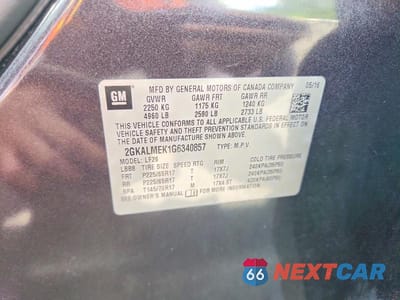 Zdjęcie 12 z 12 samochodu: 2016 GMC TERRAIN SLE VIN:2GKALMEK1G6340857 - miniatura