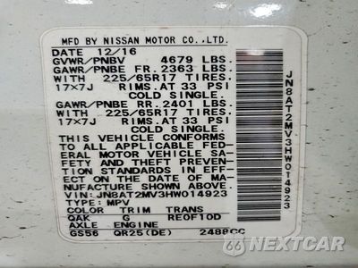Zdjęcie 13 z 13 samochodu: 2017 NISSAN ROGUE S VIN:JN8AT2MV3HW014923 - miniatura