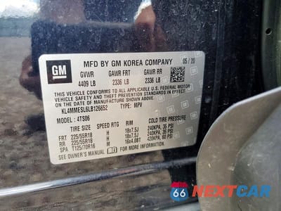 Zdjęcie 14 z 14 samochodu: 2020 BUICK ENCORE GX SELECT VIN:KL4MMESL6LB126652 - miniatura