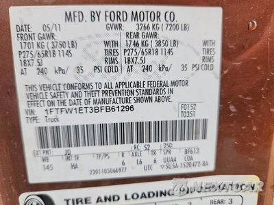 Zdjęcie 12 z 12 samochodu: 2011 FORD F150 SUPERCREW VIN:1FTFW1ET3BFB61296 - miniatura