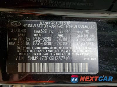 Zdjęcie 13 z 13 samochodu: 2009 HYUNDAI SANTA FE LIMITED VIN:5NMSH73EX9H237710 - miniatura