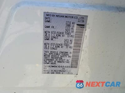 Zdjęcie 13 z 13 samochodu: 2017 NISSAN PATHFINDER SV VIN:5N1DR2MM0HC648489 - miniatura