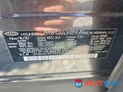 Zdjęcie 13 z 13 samochodu: 2020 HYUNDAI SANTA FE SEL VIN:5NMS3CAD5LH305534 - miniatura