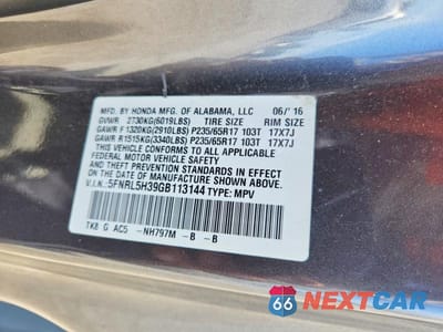 Zdjęcie 13 z 13 samochodu: 2016 HONDA ODYSSEY SE VIN:5FNRL5H39GB113144 - miniatura