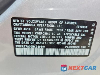 Zdjęcie 13 z 13 samochodu: 2017 VOLKSWAGEN PASSAT S VIN:1VWAT7A30HC029504 - miniatura