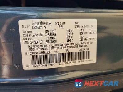 Zdjęcie 13 z 13 samochodu: 2005 DODGE GRAND CARAVAN SXT VIN:2D4GP44L35R262052 - miniatura