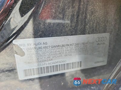 Zdjęcie 12 z 12 samochodu: 2012 AUDI A4 PREMIUM PLUS VIN:WAUFFAFL5CA045060 - miniatura