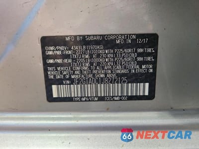 Zdjęcie 14 z 14 samochodu: 2018 SUBARU CROSSTREK PREMIUM VIN:JF2GTADC1J8272125 - miniatura