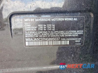 Zdjęcie 12 z 12 samochodu: 2017 BMW 530 I VIN:WBAJA5C37HG895037 - miniatura