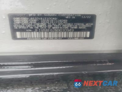 Zdjęcie 12 z 12 samochodu: 2022 SUBARU WRX PREMIUM VIN:JF1VBAF62N9030949 - miniatura