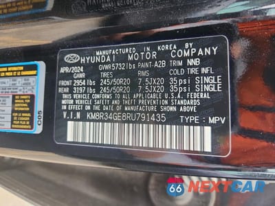 Zdjęcie 13 z 13 samochodu: 2024 HYUNDAI PALISADE XRT VIN:KM8R34GE8RU791435 - miniatura
