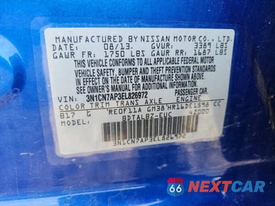Zdjęcie 12 z 12 samochodu: 2014 NISSAN VERSA 1.6 S VIN:3N1CN7AP3EL826972 - miniatura