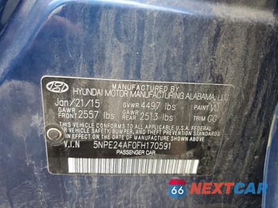Zdjęcie 12 z 12 samochodu: 2015 HYUNDAI SONATA SE VIN:5NPE24AF0FH170591 - miniatura