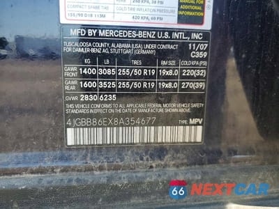 Zdjęcie 13 z 13 samochodu: 2008 MERCEDES-BENZ ML 350 VIN:4JGBB86EX8A354677 - miniatura