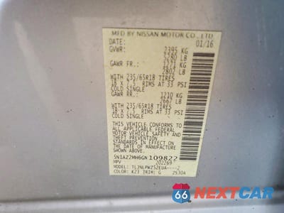 Zdjęcie 13 z 13 samochodu: 2016 NISSAN MURANO S VIN:5N1AZ2MH6GN109822 - miniatura