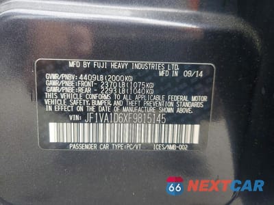 Zdjęcie 13 z 13 samochodu: 2015 SUBARU WRX PREMIUM VIN:JF1VA1D6XF9815145 - miniatura