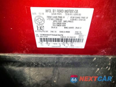 Zdjęcie 14 z 14 samochodu: 2019 FORD EXPLORER PLATINUM VIN:1FM5K8HT7KGA78276 - miniatura