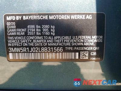 Zdjęcie 13 z 13 samochodu: 2020 BMW 330I VIN:3MW5R1J02L8B31566 - miniatura