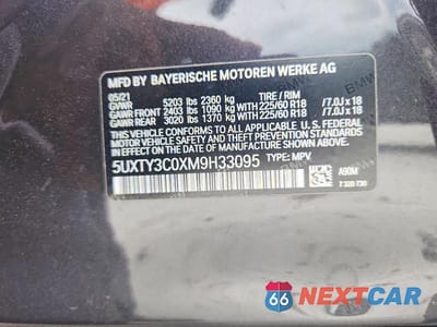 Zdjęcie 14 z 14 samochodu: 2021 BMW X3 SDRIVE30I VIN:5UXTY3C0XM9H33095 - miniatura