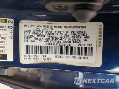 Zdjęcie 13 z 13 samochodu: 2006 TOYOTA COROLLA CE VIN:1NXBR32E76Z754941 - miniatura