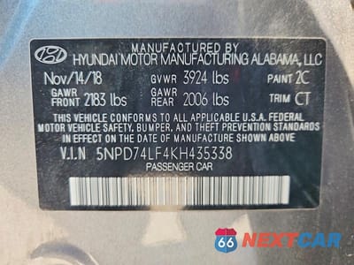 Zdjęcie 12 z 12 samochodu: 2019 HYUNDAI ELANTRA SE VIN:5NPD74LF4KH435338 - miniatura