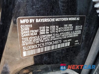Zdjęcie 13 z 13 samochodu: 2015 BMW X3 XDRIVE35I VIN:5UXWX7C57F0K34875 - miniatura
