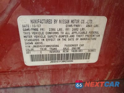 Zdjęcie 12 z 12 samochodu: 2008 INFINITI G35 X VIN:JNKBV61F38M256684 - miniatura