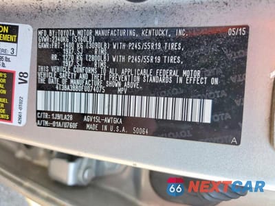 Zdjęcie 12 z 12 samochodu: 2015 TOYOTA VENZA XLE VIN:4T3BA3BB0FU074075 - miniatura
