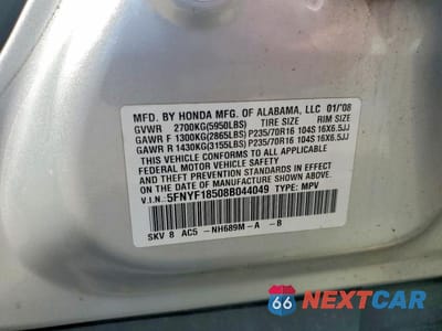 Zdjęcie 13 z 13 samochodu: 2008 HONDA PILOT EXL VIN:5FNYF18508B044049 - miniatura