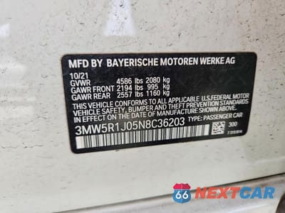 Zdjęcie 12 z 12 samochodu: 2022 BMW 330I VIN:3MW5R1J05N8C36203 - miniatura