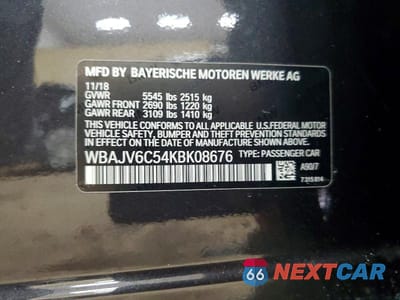 Zdjęcie 12 z 12 samochodu: 2019 BMW 640 XIGT VIN:WBAJV6C54KBK08676 - miniatura