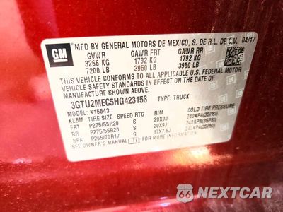 Zdjęcie 12 z 12 samochodu: 2017 GMC SIERRA K1500 SLE VIN:3GTU2MEC5HG423153 - miniatura