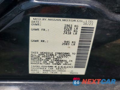 Zdjęcie 12 z 12 samochodu: 2021 NISSAN ALTIMA SV VIN:1N4BL4DV4MN416600 - miniatura