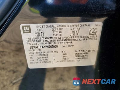 Zdjęcie 13 z 13 samochodu: 2017 GMC TERRAIN SLT VIN:2GKALPEK1H6266990 - miniatura