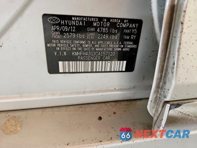 Zdjęcie 12 z 12 samochodu: 2012 HYUNDAI AZERA BASE VIN:KMHFH4JG3CA157120 - miniatura